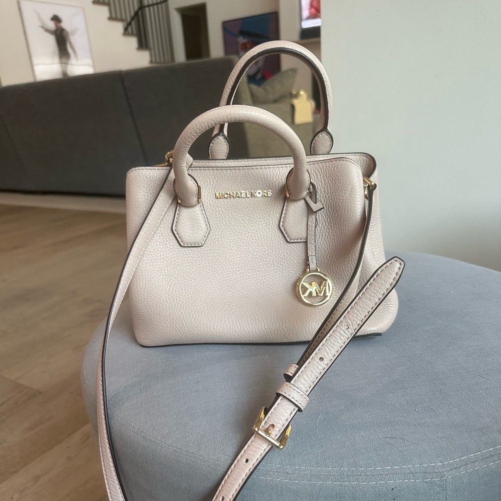 Michael Kors small crossbody - light pink, gold accents, adjustable strap